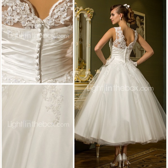 NWT Vintage 50s Inspired Tea Length Wedding Dress Gown pageant prom Rockabilly - Picture 2 of 8